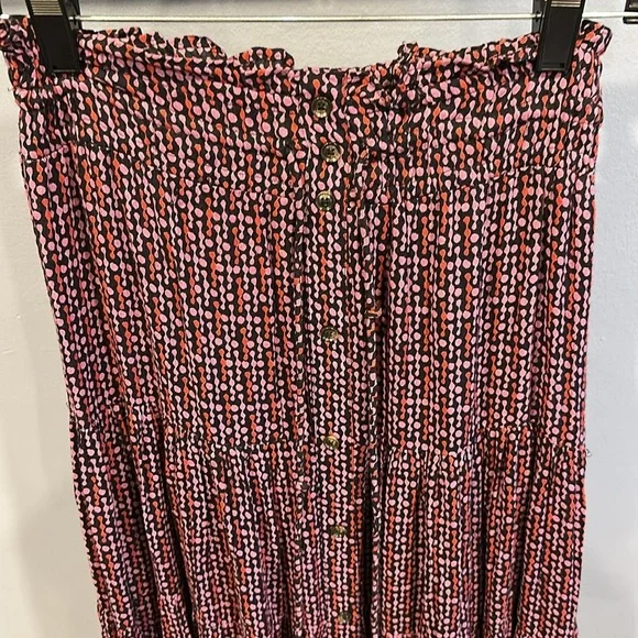 Whistles Multicolour Twist Dot Print Skirt Size 4 Midi Length Purple Viscose - Picture 4 of 8